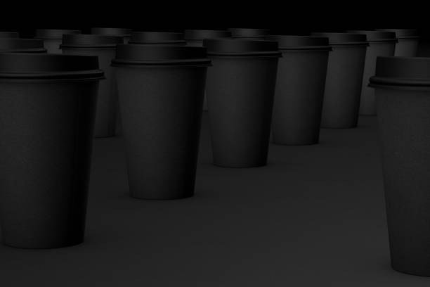 istock Paper takeaway coffee cups on black background. 3D Illustration 1219136741