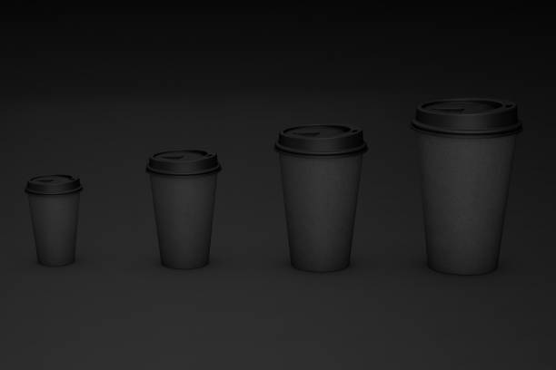 istock Paper takeaway coffee cups on black background. 3D Illustration 1219136748