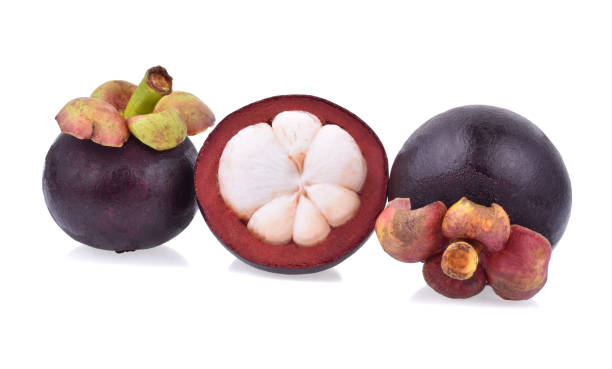 istock Mangosteen isolated on white background 1219137876