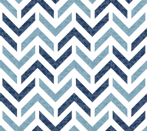 抽象的なグランジシェブロン民族イカット幾何学的シームレスなパターン。白い背景にテクスチャを持つ青いジグザグ波。 - ジグザグ点のイラスト素材／クリップアート素材／マンガ素材／アイコン素材