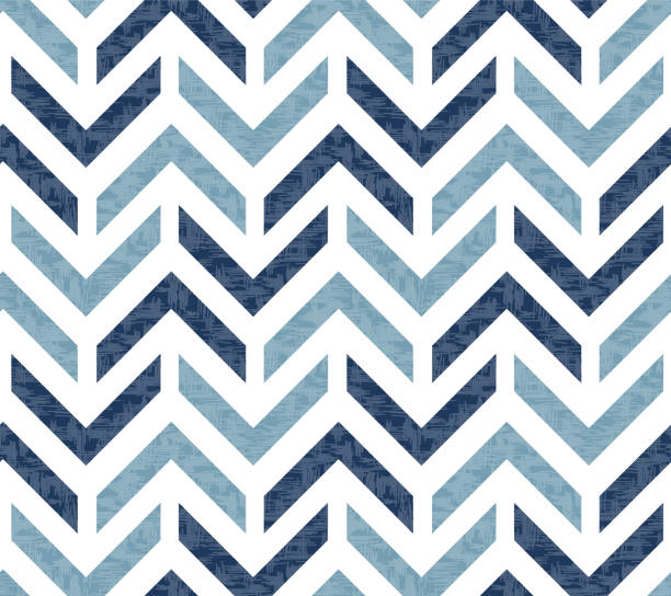 Abstract grunge chevron ethnic Ikat geometric seamless pattern. Blue zigzag waves with texture on white background. Elegant ethnic asian, uzbek, indian, aztec fashion style. Fancy tribal texture for fabric print, wallpaper, wrapping paper. seamless pattern stock illustrations