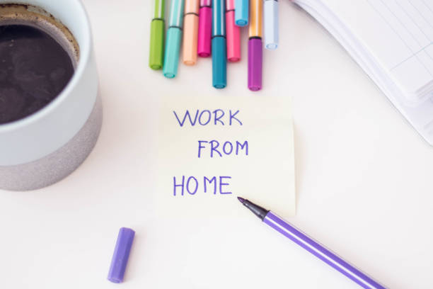 istock Paper sticker written work from home 1219138186