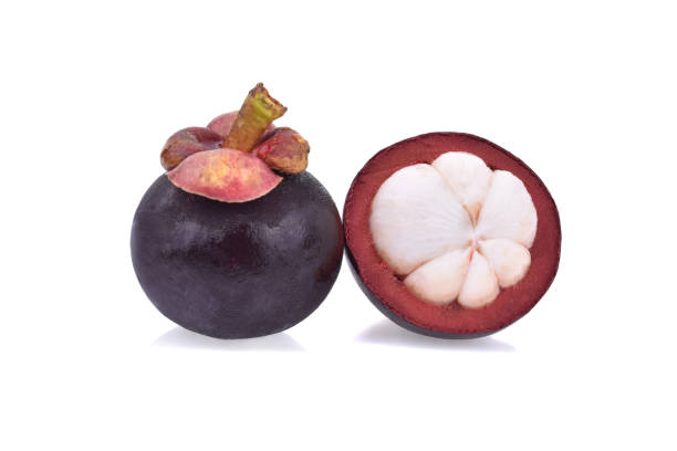 istock Mangosteen isolated on white background 1219138320