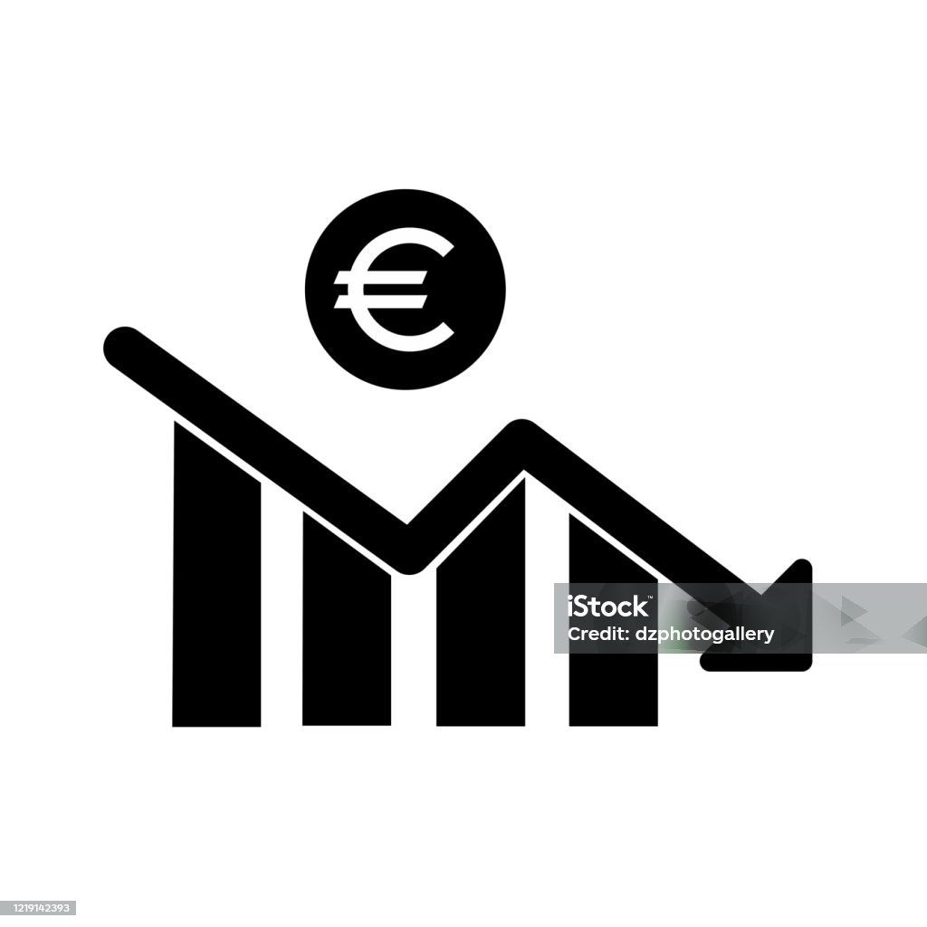 Euro Decrease Statistics Symbol Vector Design Isolated On White ...