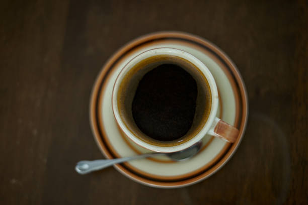 istock Hot Black coffee on the wooden table 1219152646