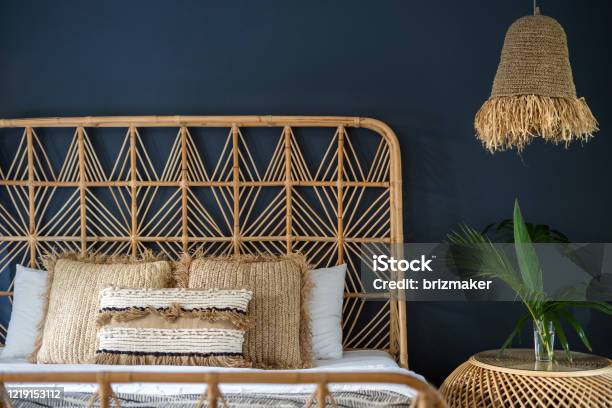 Traditional Asian Interior Bedroom At Cozy House With Ethnic Decor Stock Photo - Download Image Now