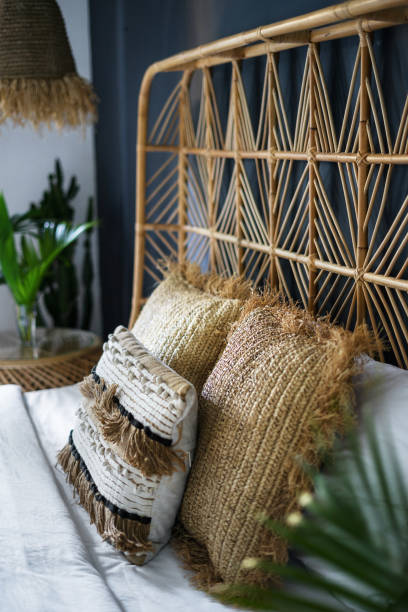 istock Bedroom interior at modern house with ethnic decor 1219153115