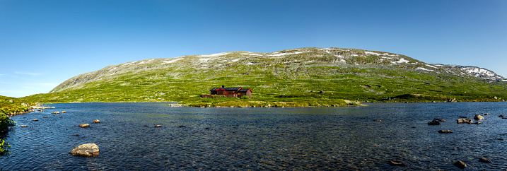 Mountain lake in the Norwegian countryside near Skjåk