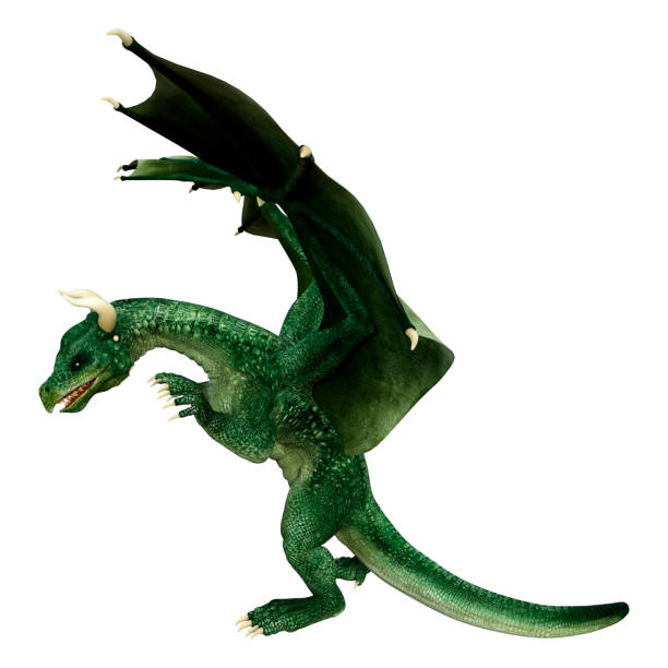 istock 3D illustration fantasy dragon on white 1219154245