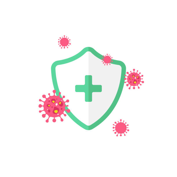 Hygienic Shield Protecting and Immune System Icon Flat Design. Scalable to any size. Vector Illustration EPS 10 File. covid 19 positive stock illustrations