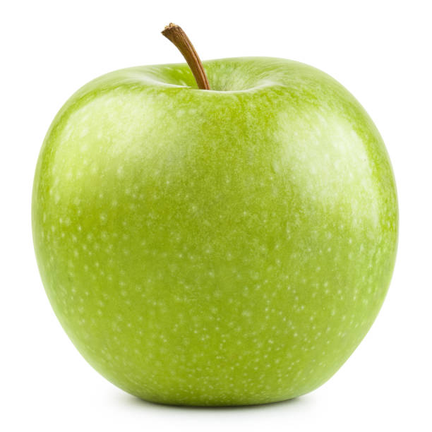 istock Delicious green apple on white 1219156777