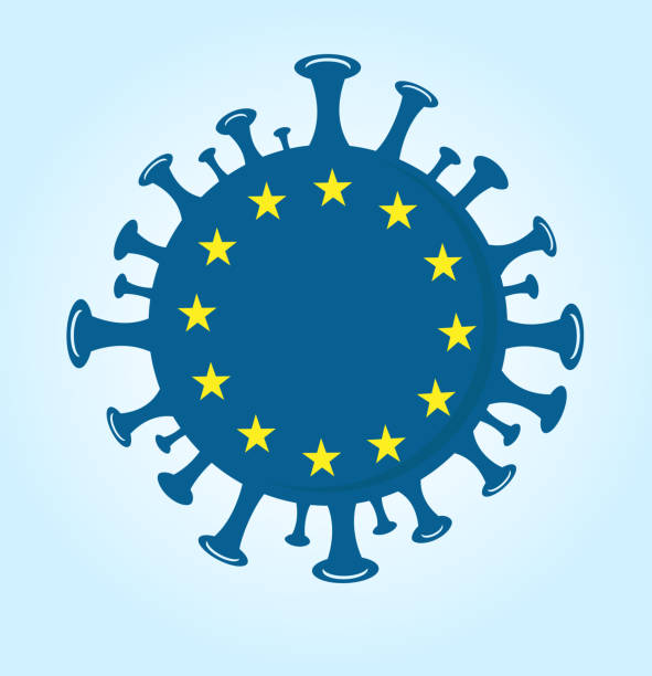 ヨーロッパのシンボル。コロナウイルス検疫ベクターの概念 - european union flag european union currency flag european culture点のイラスト素材／クリップアート素材／マンガ素材／アイコン素材