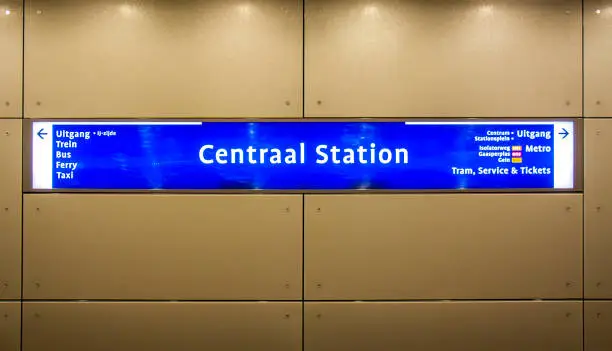 Photo of Metro sign in Central station in asterdam