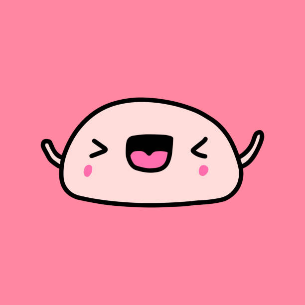 Laughing Mochi Dessert Hand Drawn Vector Illustration In Cartoon Comic  Style Pink Background Stock Illustration - Download Image Now - iStock