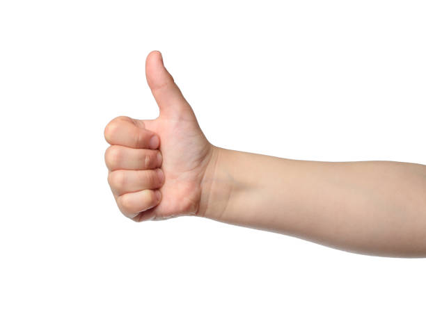 istock Kid hand show thumbs up sign. Like symbol 1219164721