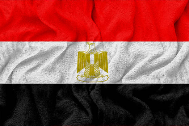 istock Fabric wavy texture national flag of egypt. 1219166005