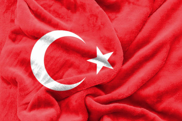 istock Fabric wavy texture national flag of Turkey. 1219166009