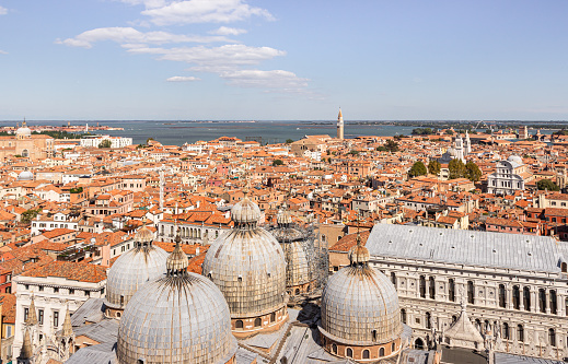 Old town of Venice. Panoramic view from the bell tower Campanile di San Marco in Verona, Italy
