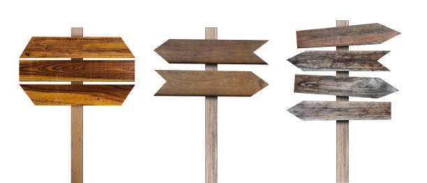 istock Collection of old various wooden sign isolated on white background. Object with clipping path. 1219169232