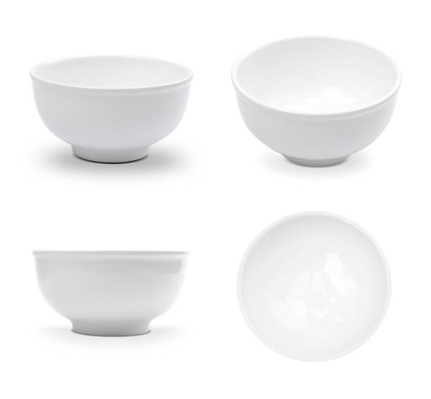 istock Set of white ceramic bowl on white background. 1219170765