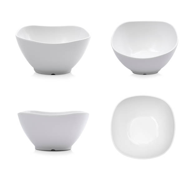 istock Set of white ceramic bowl on white background. 1219170835