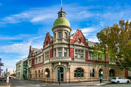 Fremantle, Australia - March 13, 2020: The old building belong to the Mediterranean Shipping Company at the city centre of Fremantle.