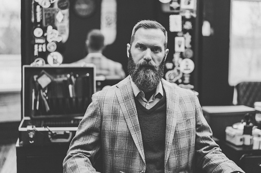 Portrait of businessman in the barber shop