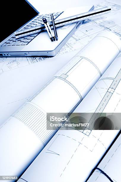 Blueprint Stock Photo - Download Image Now - Architecture, Blue, Blueprint