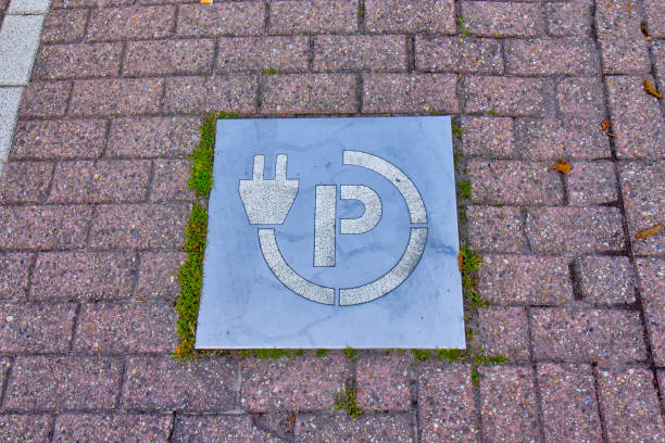 istock Electric charger sign in Amsterdam 1219178562