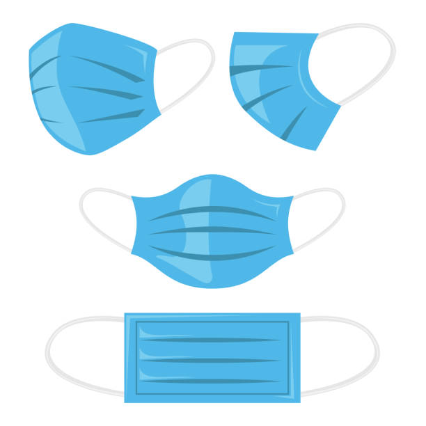 ilustraciones, imágenes clip art, dibujos animados e iconos de stock de ilustración vectorial de la máscara respiratoria de seguridad, protección contra el polvo y respiración respiratoria médica. máscaras corona. perfecto para el hospital o la contaminación proteger el enmascaramiento facial. estilo de color plano - máscara protectora