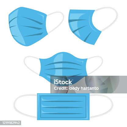 istock safety breathing mask vector illustration, dust protection and breathing medical respiratory. Corona masks. perfect for Hospital or pollution protect face masking. flat color style 1219182942