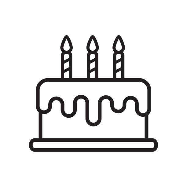 illustrations, cliparts, dessins animés et icônes de vecteur de l’icône de gâteau d’anniversaire dans la conception plate à la mode - gâteau danniversaire