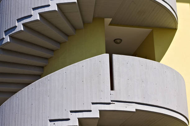 istock Helical staircase of a concrete modern building (Pesaro, Italy, Europe) 1219183612