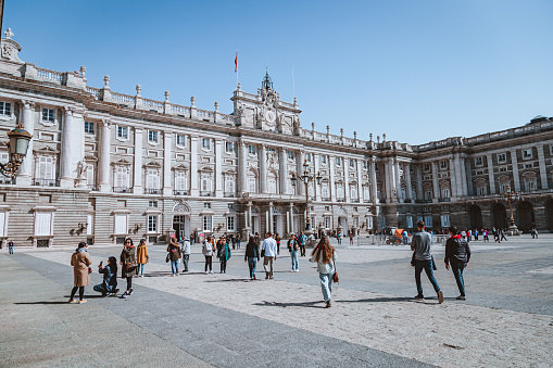 Madrid, Spain. March, 2019. People visiting the Royal Palace of Madrid