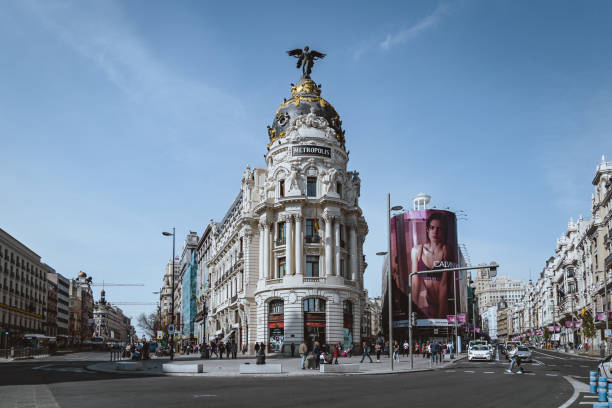 Madrid, Spain. March, 2019. Gran Vía - Madrid's most famous avenue.