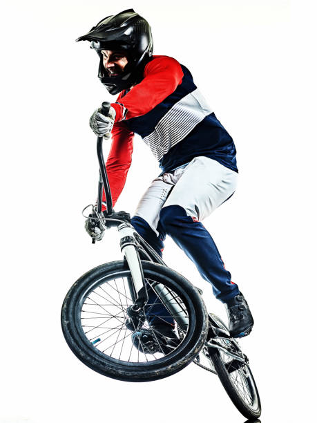 istock BMX racer man silhouette isolated white background 1219185193
