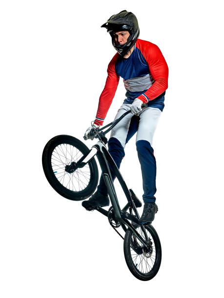 istock BMX racer man silhouette isolated white background 1219185279