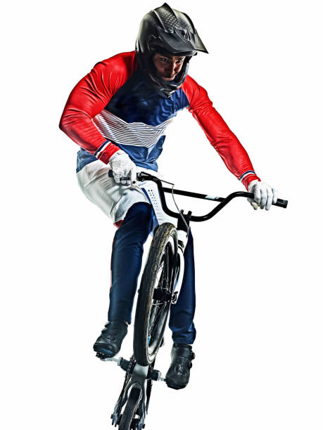 istock BMX racer man silhouette isolated white background 1219185853