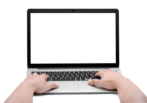 istock Man hands working on the laptop isolated on white background with clipping path,Working from home,Searching for information on the internet,Online shopping,Coronavirus. 1219186412