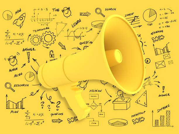 megaphone de marque de publicité de stratégie de stratégie de marketing - social media marketing branding sign photos et images de collection