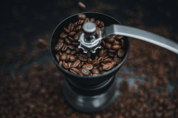 istock Roasted coffee beans in the grinder 1219187590
