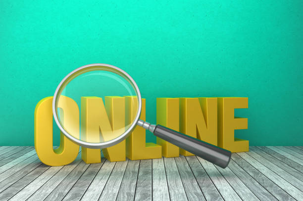 istock 3D Word ONLINE with Magnifying Glass - 3D Rendering 1219191240