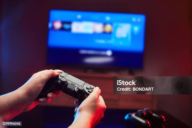Gamer Holding Gamepad Controller Or Videogame Joystick Console In Hands Close Up Game Concept Stock Photo - Download Image Now