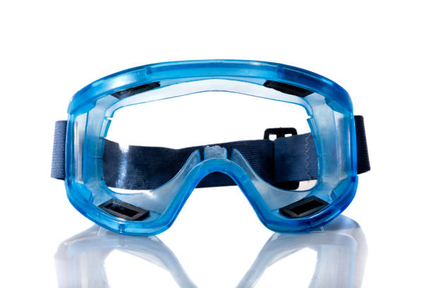 istock Blue medical glasses, isolated on white background. 1219196995