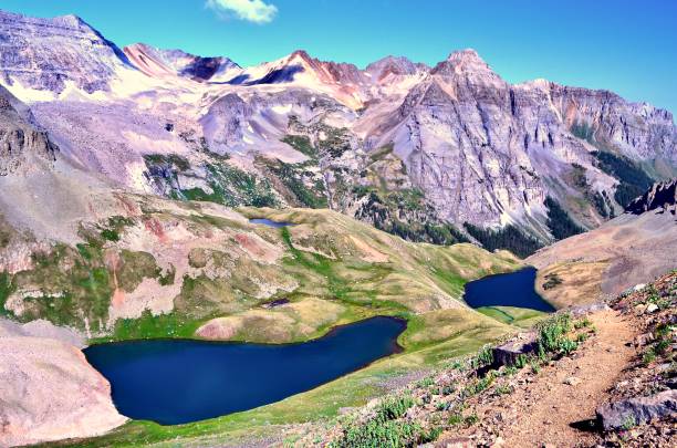 istock Mountains in the background with blue lakes in the foreground 1219197070