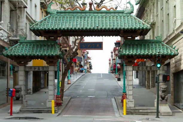 A view at Chinatown entrance with no cars or people