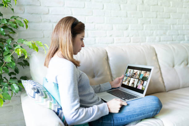 istock Woman having video call with colleagues 1219197305