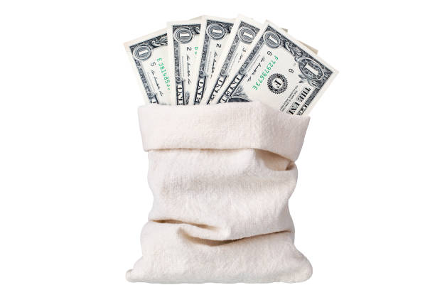 One us dollar banknotes in burlap sack on white background isolated close up, 1 american dollar bill fan in bagful, canvas bag full of fanned cash paper money, money bag design, currency saving in sac un dólar de nosotros billetes en saco de arpillera sobre fondo blanco aislado de cerca, 1 ventilador de billete de dólar americano en bagful, bolsa de lona llena de dinero en efectivo encuentado, diseño de bolsa de dinero, ahorro de moneda en saco