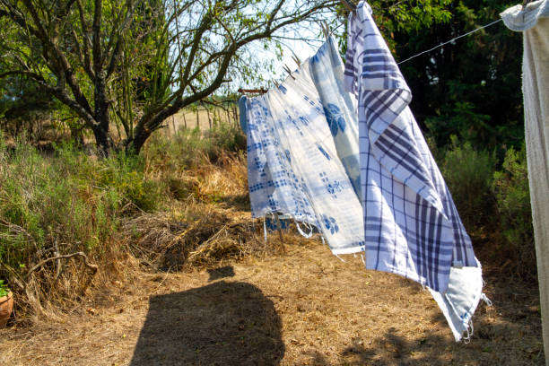 istock Energy conservation, hang laundry to dry 1219200958