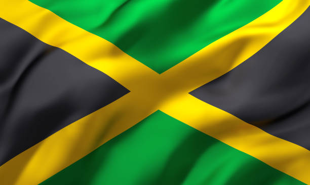 istock Flag of Jamaica blowing in the wind 1219202738
